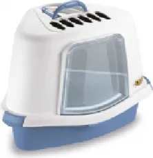 Stefanplast Kaķu stūra tualete SPRINT CORNER PLUS ar vāku balts/nord.zils 40x56x40cm