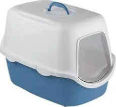 Stefanplast Kaķu tualete CATHY ar vāku (zils/balts)