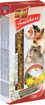 STANDARD Smakers yoghurt and dandelion for rodents and rabbit 2pcs 90g - Vitapol Nūjiņas ar jogurtu un pienenēm.
