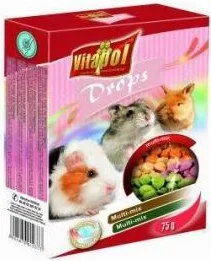 Vitapol COMPLEMENTARY DROPS multi mix for rodents and rabbit 75g - Papildbarības maisījums grauzējiem un trušiem.