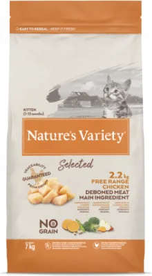 Nature's Variety Cat Selected Kitten Free Range Chicken 7Kg - sausā barība ar brīvi turētu vistu kaķēniem