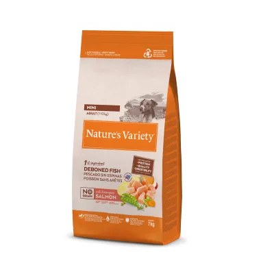 NV Dog No Grain Mini Adult Norwegian Salmon 7 Kg - bezgraudu sausā barība ar lasi pieaugušiem mazo šķirņu suņiem
