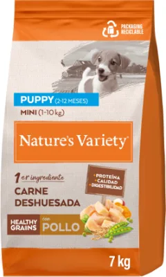 Nature's Variety Dog Healthy Grain Puppy Mini Chicken Free Range 7kg - pilnvērtīga sausa barība mazo šķirņu kucēniem (2-12 mēneši)