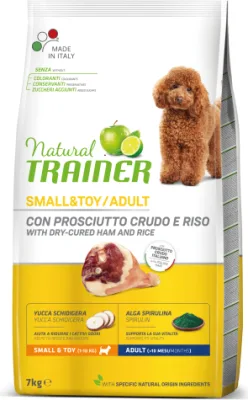 NT SMALL&TOY ADULT DRY-CURED HAM&RICE 7KG - SAUSĀ BARĪBA AR ŽĀVĒTU ŠĶIŅĶI MAZO UN ĻOTI MAZO ŠĶIRŅU PIEAUGUŠIEM SUŅIEM