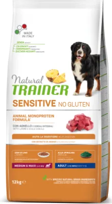 NT SENSITIVE NO GLUTEN ADULT LAMB 12KG - BEZGLUTĒNA SAUSĀ BARĪBA AR JĒRU JUTĪGIEM VIDĒJO UN LIELO ŠĶIRŅU PIEAUGUŠIEM SUŅIEM