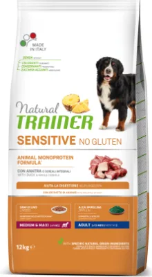 NT SENSITIVE NO GLUTEN ADULT DUCK 12KG - BEZGLUTĒNA BARĪBA AR PĪLES GAĻU JUTĪGIEM PIEAUGUŠIEM VIDĒJO UN LIELO ŠĶIRŅU SUŅIEM