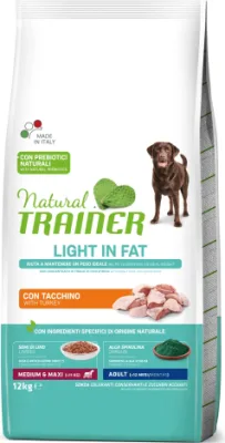 NATURAL TRAINER DOG WEIGHT CARE ADULT MEDIUM/MAXI TURKEY 12KG - Pilnvērtīga un sabalansēta barība svara kontrolei lielo/vidējo šķirņu pieaugušiem suņiem