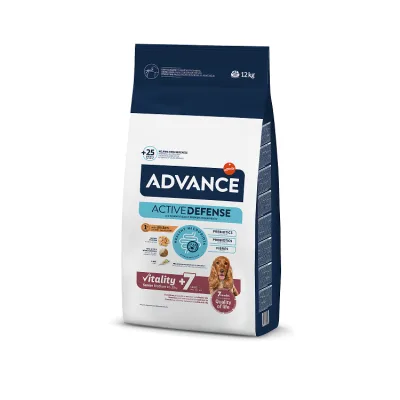 ADVANCE DOG MEDIUM SENIOR 12,0KG - VIDĒJO ŠĶIRŅU VECĀKIEM SUŅIEM (VISTA AR RĪSIEM)