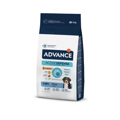 ADVANCE DOG ADULT MAXI LIGHT 12KG - pilnvērtīga un sabalansēta barība pieaugušiem lielo šķirņu suņiem ar tendenci pieņemties svarā