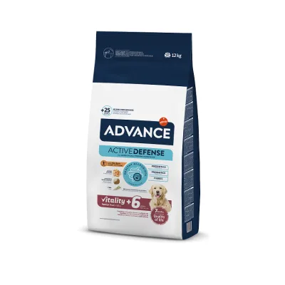 ADVANCE DOG VITALITY SENIOR MAXI 12KG - Lielo šķirņu suņiem (svars virs 30 kg) vecumā virs 6 gadiem. Ar vistu un rīsiem