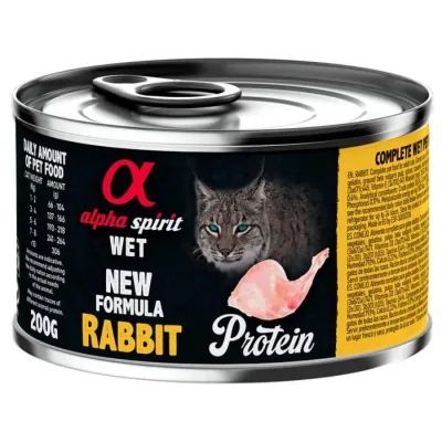 Alpha Spirit Wet Rabbit konservi pieaugušiem kaķiem (trusis) 200g