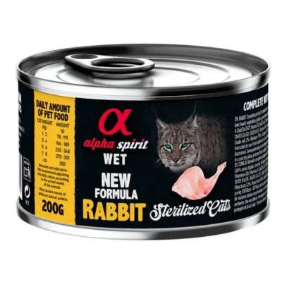 Alpha Spirit Wet Rabbit konservi pieaugušiem sterilizētiem kaķiem (trusis) 200g
