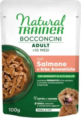 Natural Trainer Wet Dog S&T chunks salmon pilnvērtīga barība mazo šķirņu suņiem (lasis) 100g