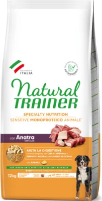 Natural Trainer Dog Sensitive No Gluten Medium/Maxi Adult Duck pilnvērtīga bezglutēna barība pieaugušiem suņiem (pīle) 10+2kg