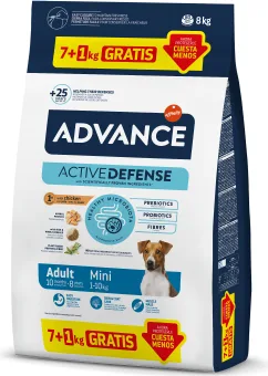 Advance Dog Mini Adult mazo šķirņu pieaugušiem suņiem (vista un rīsi) 7kg + 1kg