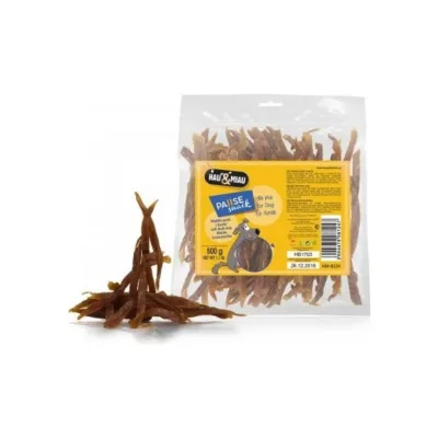 Hau & Miau papildbarība suņiem, kaltētas pīles gaļas strēmeles 500g