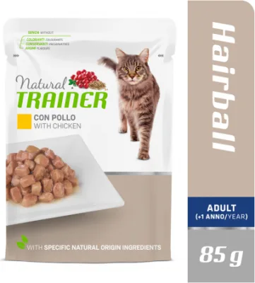 NT HAIRBALL CHICKEN BUSTA 85G - KONSERVI AR VISTU SPALVU IZVADĪŠANAI PIEAUGUŠIEM KAĶIEM (12gb)