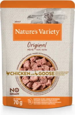 Nature's Variety Cat Original Chicken with Goose 70g - Konservi ar vistu un zoss gaļu pieaugušiem kaķiem (12gb)