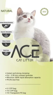 ACE Natural CAT LITTER 20 LT - cementējošās smiltis kaķu tualetei 20 L