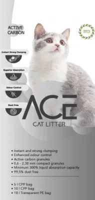 ACE Carbon Active CAT LITTER 10 LT - cementējošās smiltis kaķu tualetei ar aktivēto ogli 10 L