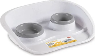 Stefanplast SET DINNER neslīdoša paplāte ar bļodām (pelēks/balts)